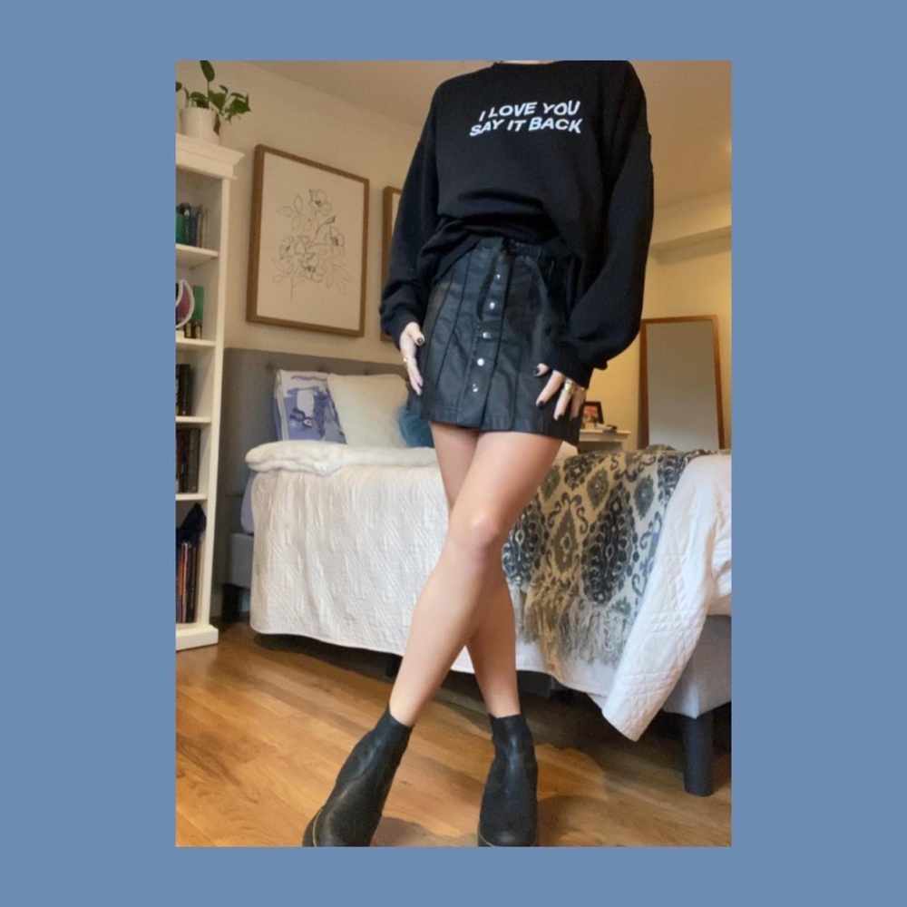 Free People vegan leather mini skirt in black